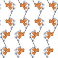 Orange winter cherry blue butterfly seamless pattern decorative element on white design element stock